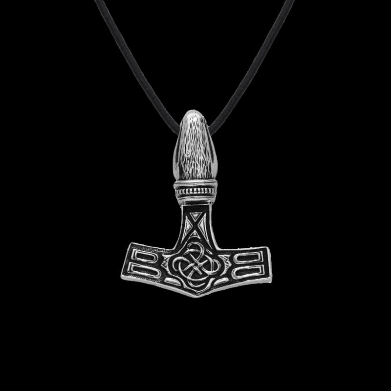 vkngjewelry Pendant Handcrafted Thor's Hammer Mjolnir Raven Head Sterling Silver Pendant