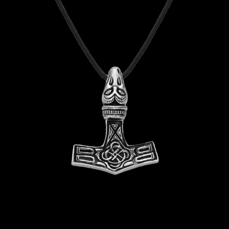 vkngjewelry Pendant Handcrafted Thor's Hammer Mjolnir Raven Head Sterling Silver Pendant