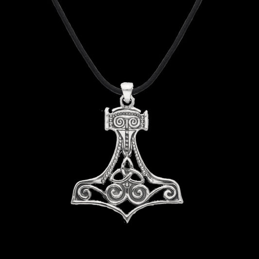 vkngjewelry Pendant Handcrafted Thor's Hammer Mjolnir With Ornament Sterling Silver Pendant