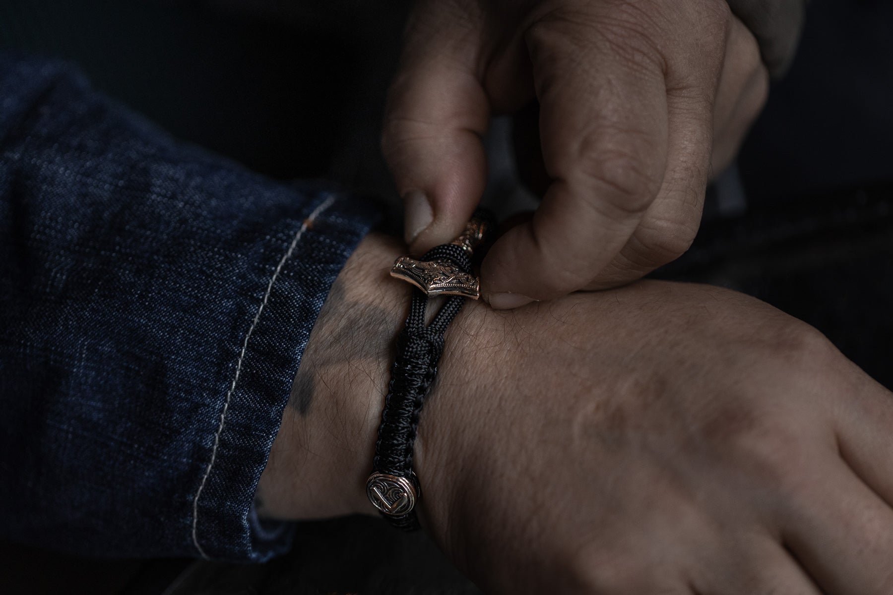 vkngjewelry Bracelet Brass Thor’s Hammer Paracord Bracelet Handcrafted Viking Mjolnir Wristband