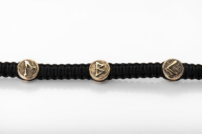 vkngjewelry Bracelet Brass Thor’s Hammer Paracord Bracelet Handcrafted Viking Mjolnir Wristband