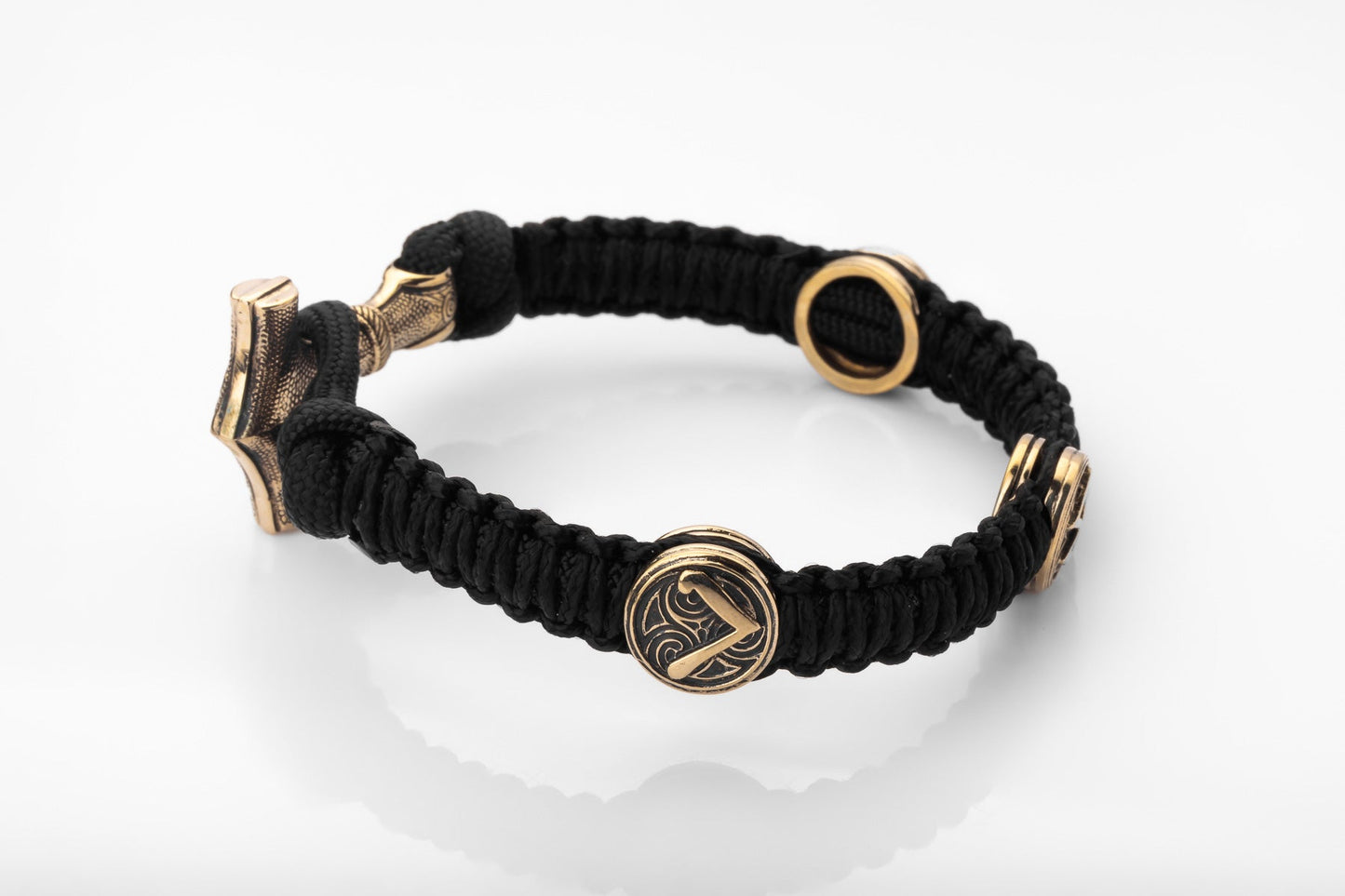 vkngjewelry Bracelet Brass Thor’s Hammer Paracord Bracelet Handcrafted Viking Mjolnir Wristband