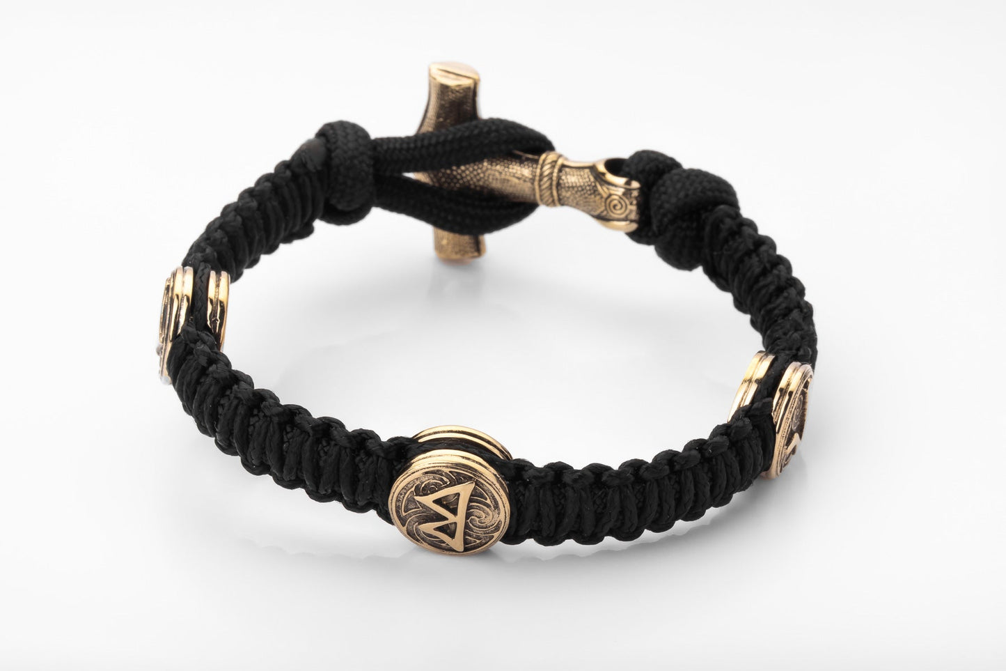 vkngjewelry Bracelet Brass Thor’s Hammer Paracord Bracelet Handcrafted Viking Mjolnir Wristband
