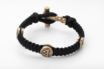vkngjewelry Bracelet Brass Thor’s Hammer Paracord Bracelet Handcrafted Viking Mjolnir Wristband