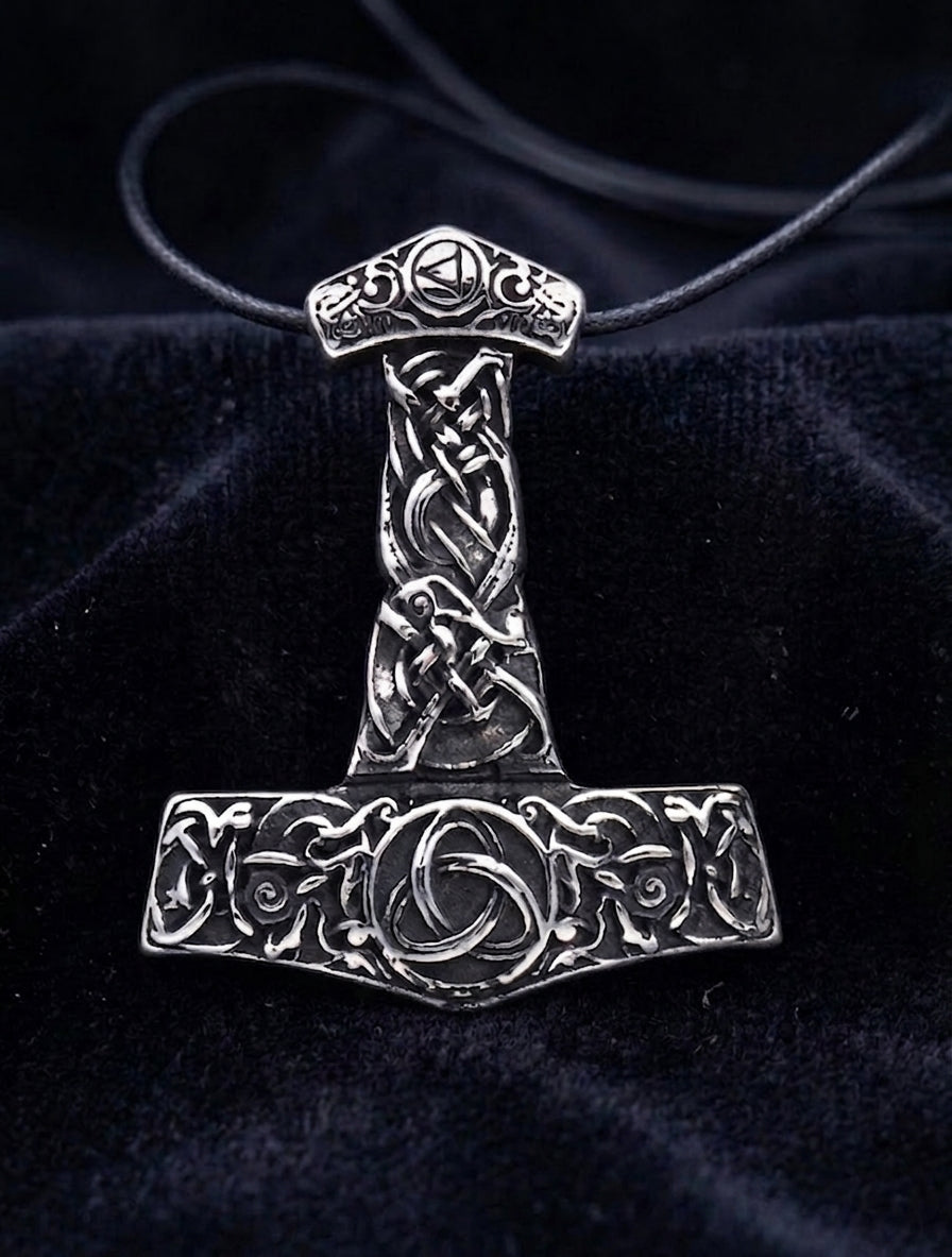 vkngjewelry Pendant Thor's Hammer With Triquetra 316L Large Pendant