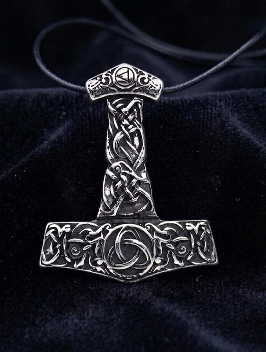 vkngjewelry Pendant Thor's Hammer With Triquetra 316L Large Pendant