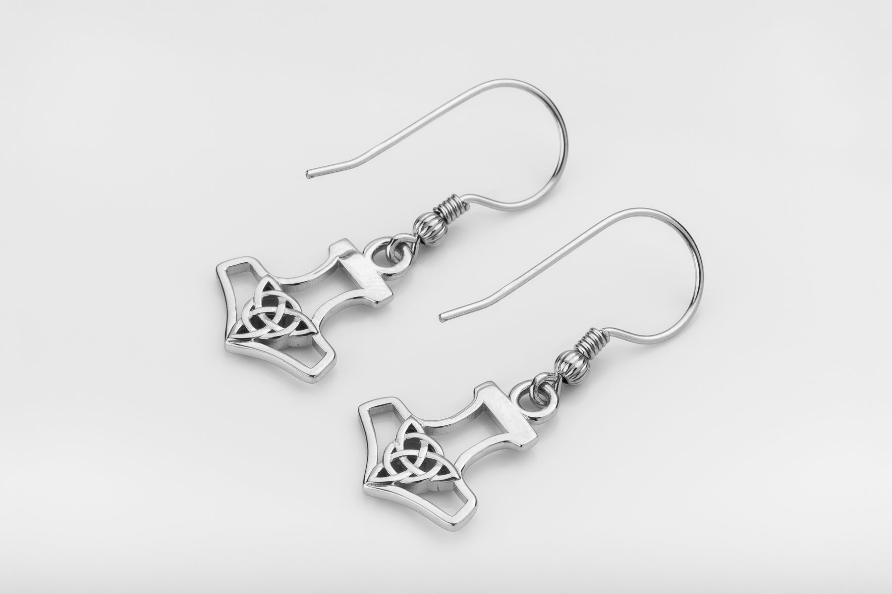 vkngjewelry Earrings Thor's Hammer with Triquetra Earrings, Viking Silver Knot