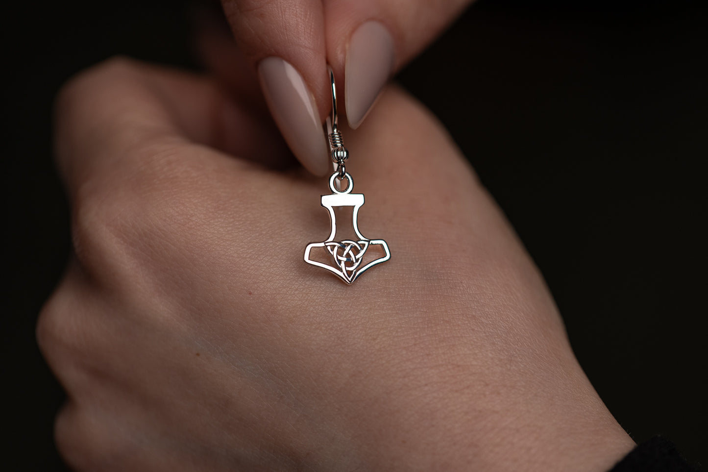 vkngjewelry Earrings Thor's Hammer with Triquetra Earrings, Viking Silver Knot