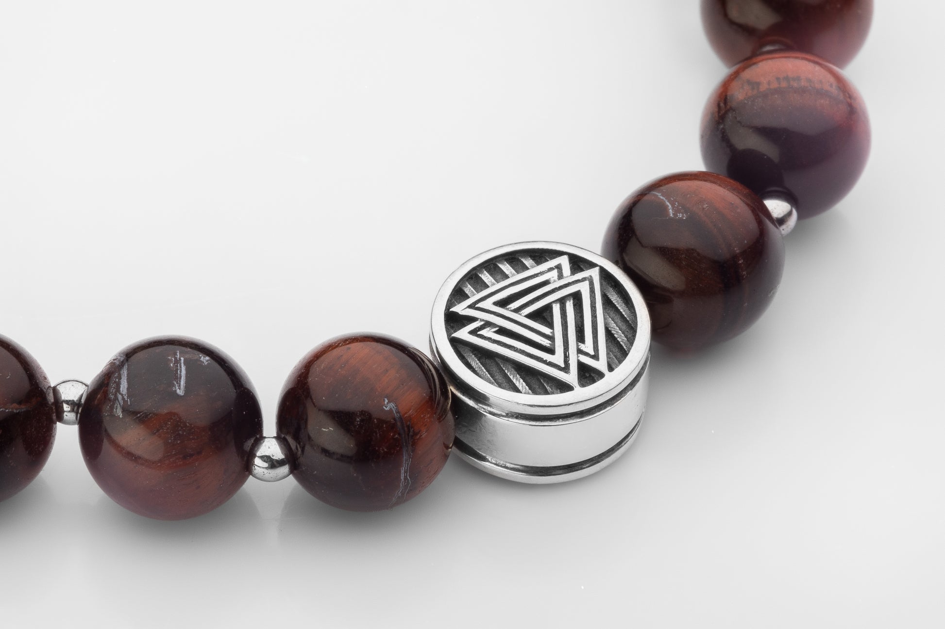 vkngjewelry Bracelet Tiger's Eye Beaded Bracelet with 925 Sterling Silver Valknut Bead