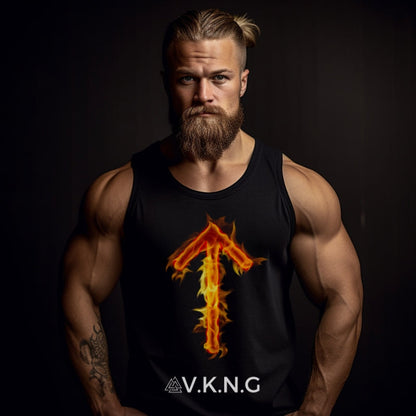 Printify Tank Top Tiwaz Flaming Rune V.K.N.G™ Tank top