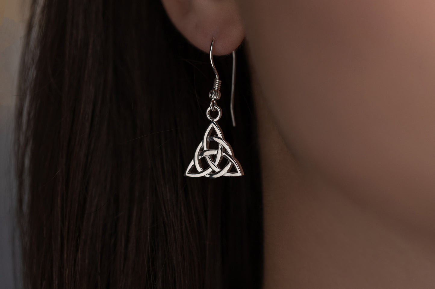 vkngjewelry Earrings Triquetra Knot Earrings, Silver Trinity Studs