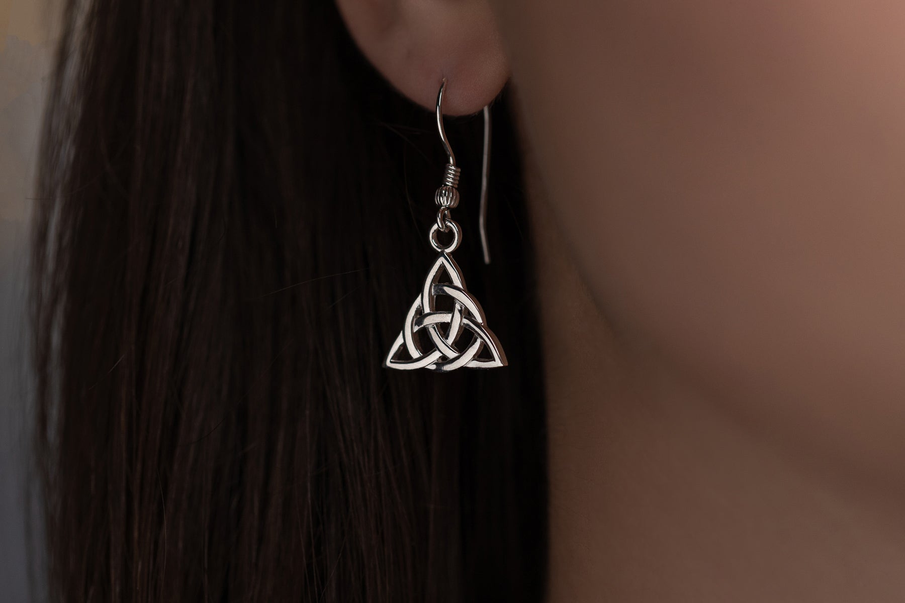 vkngjewelry Earrings Triquetra Knot Earrings, Silver Trinity Studs