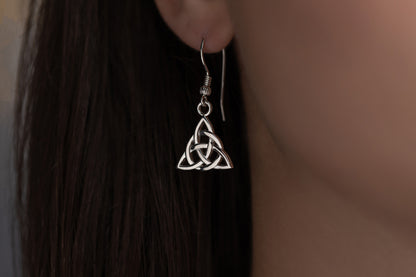 vkngjewelry Earrings Triquetra Knot Earrings, Silver Trinity Studs