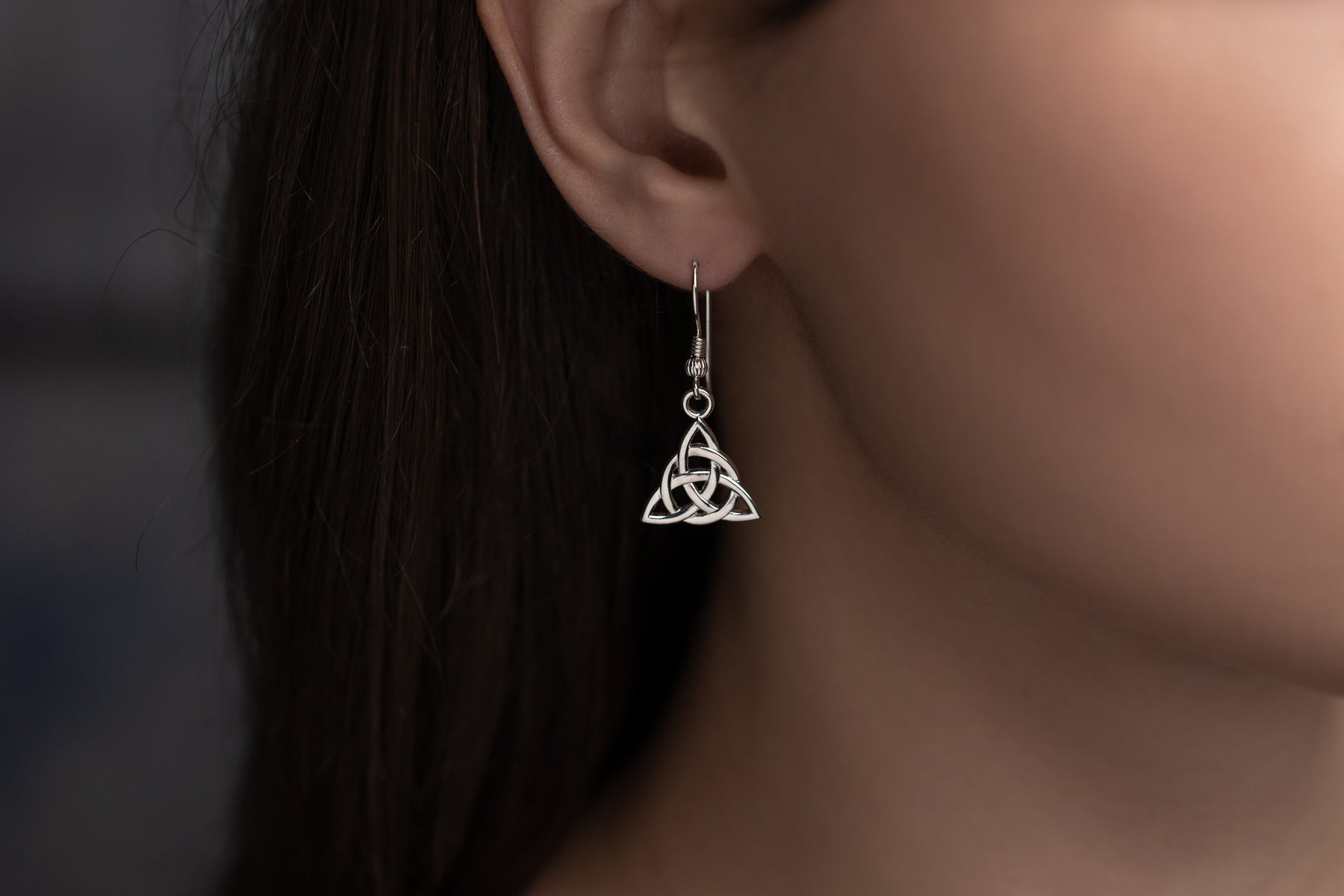 vkngjewelry Earrings Triquetra Knot Earrings, Silver Trinity Studs