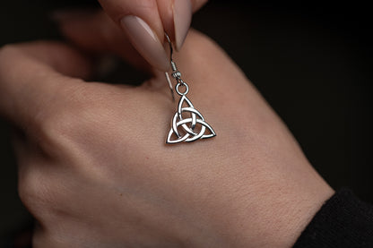 vkngjewelry Earrings Triquetra Knot Earrings, Silver Trinity Studs