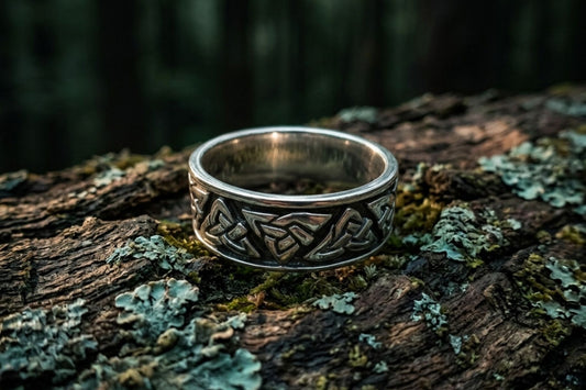 vkngjewelry Ring Triquetra Trinity Knots Wedding Band Oxidized Ring 925 Sterling Silver