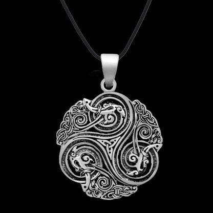 vkngjewelry Pendant Triskelion And Raven Pendant 925 Sterling Silver