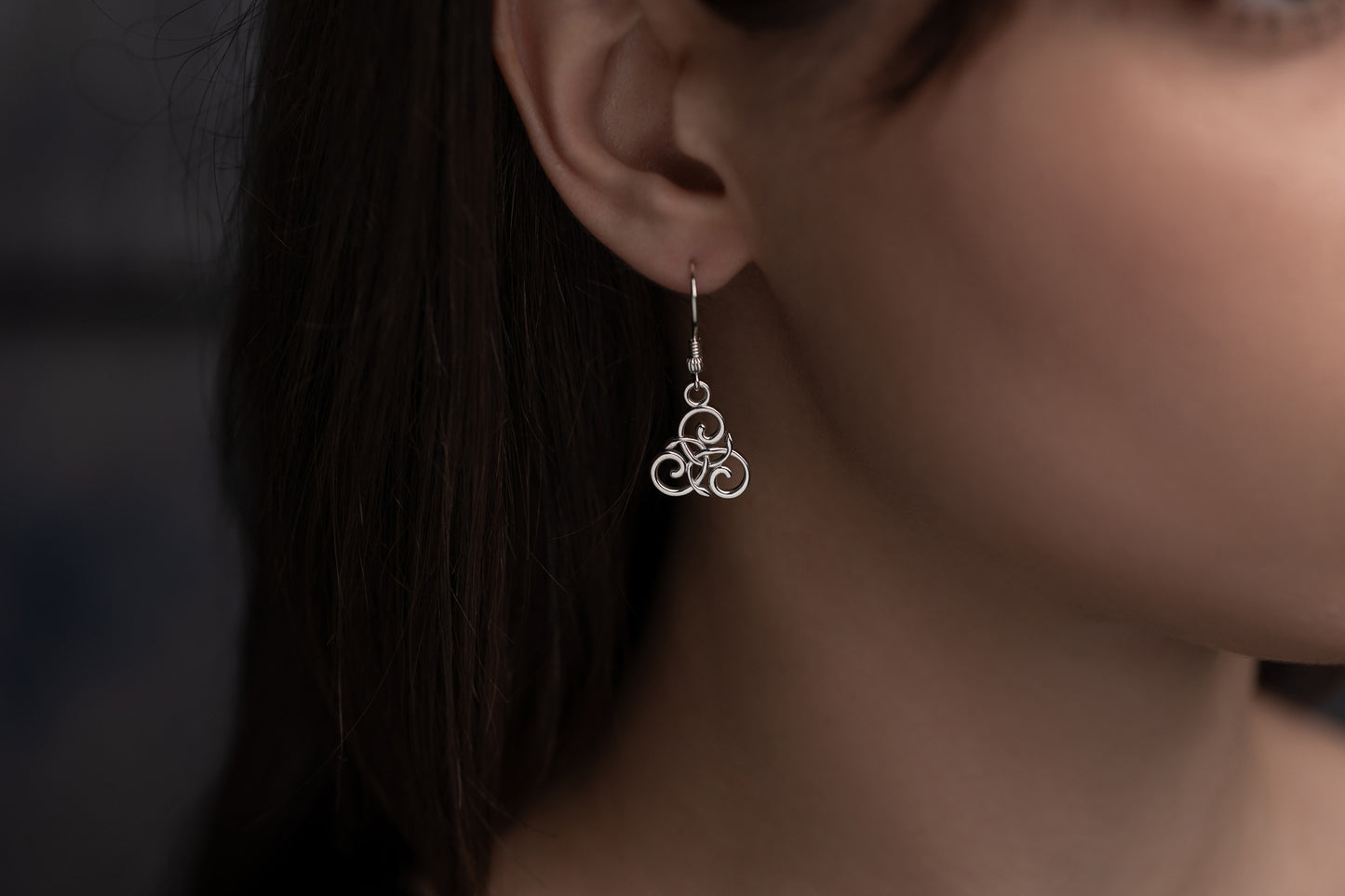 vkngjewelry Earrings Triskelion Spiral Earrings, Celtic Silver Dangles