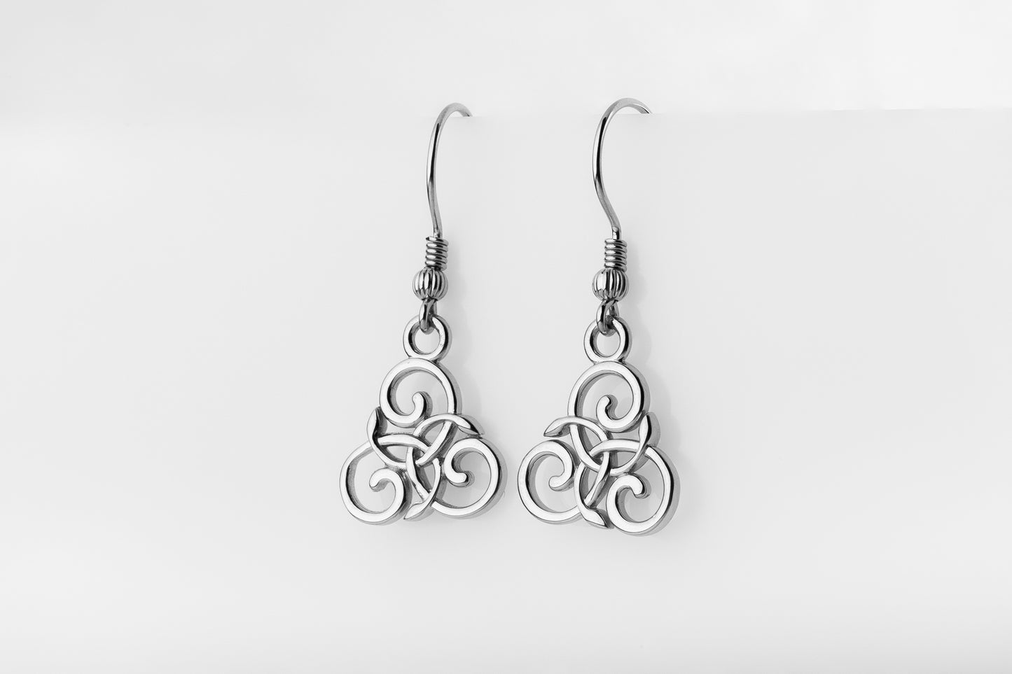 vkngjewelry Earrings Triskelion Spiral Earrings, Celtic Silver Dangles