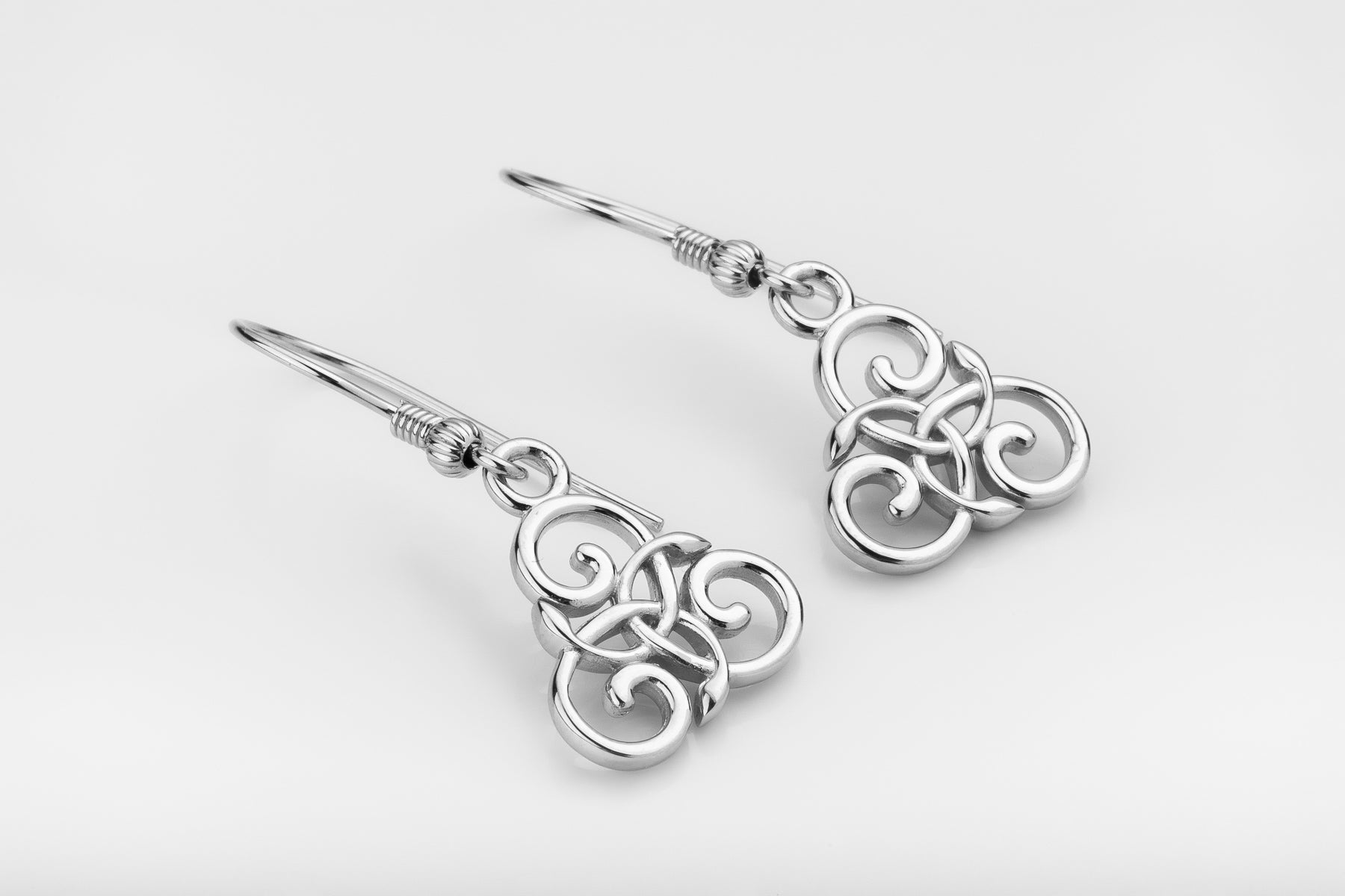vkngjewelry Earrings Triskelion Spiral Earrings, Celtic Silver Dangles