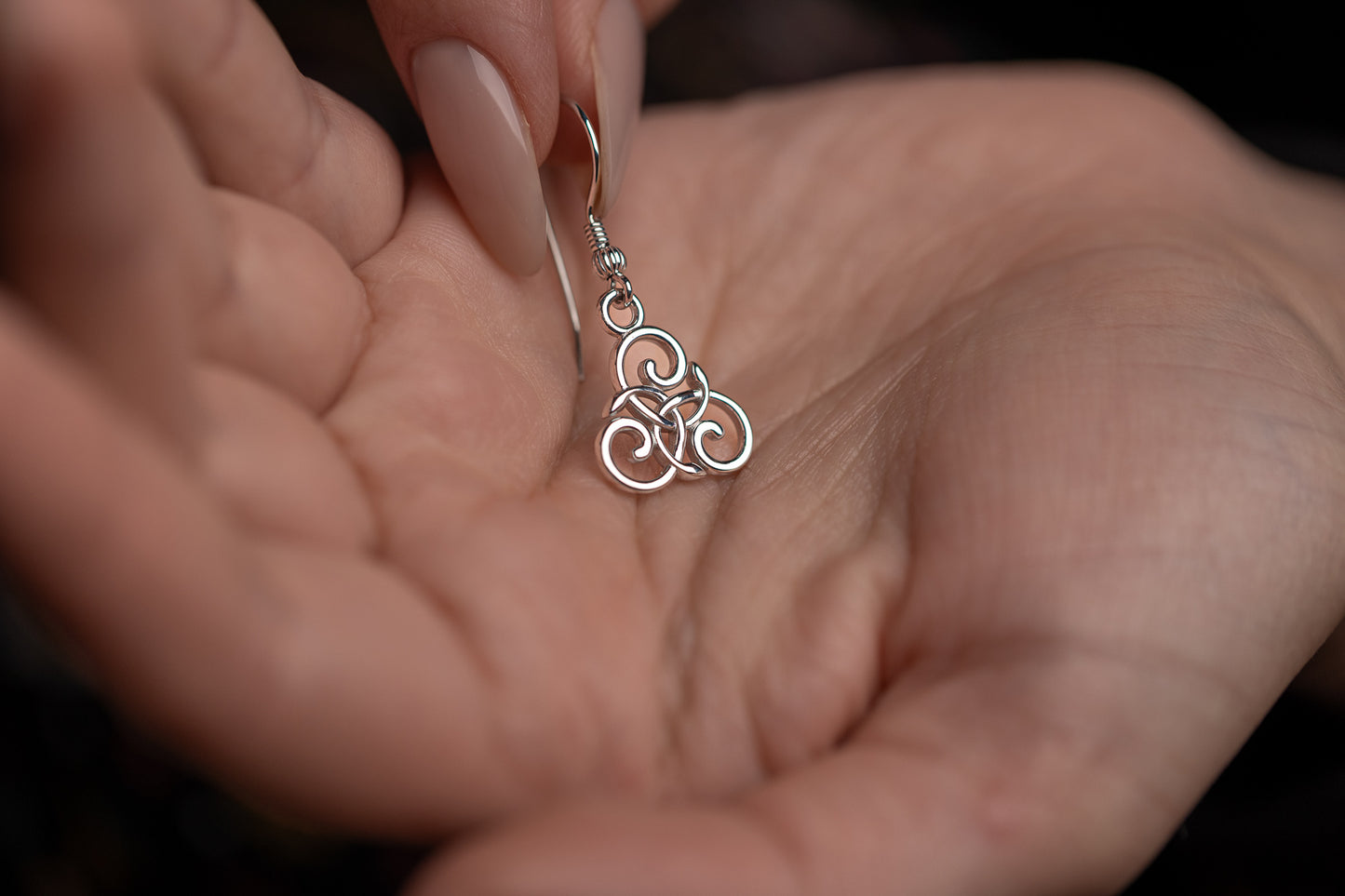 vkngjewelry Earrings Triskelion Spiral Earrings, Celtic Silver Dangles