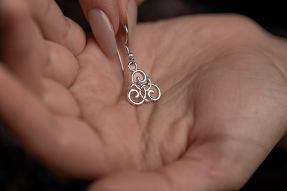 vkngjewelry Earrings Triskelion Spiral Earrings, Celtic Silver Dangles