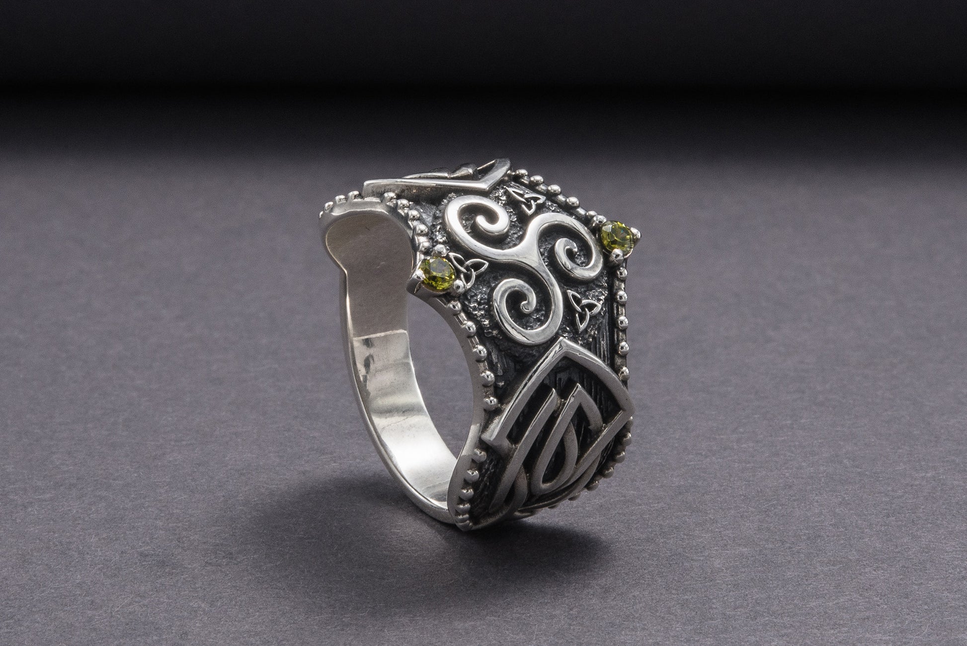 vkngjewelry Ring Handcrafted Triskelion Symbol Norse Ornament Sterling Silver Ring