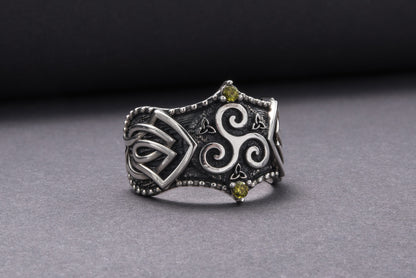 vkngjewelry Ring Handcrafted Triskelion Symbol Norse Ornament Sterling Silver Ring