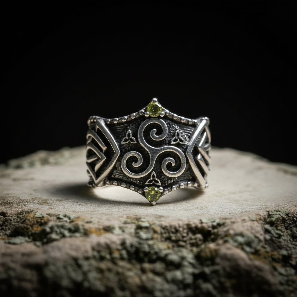 vkngjewelry Ring Handcrafted Triskelion Symbol Norse Ornament Sterling Silver Ring