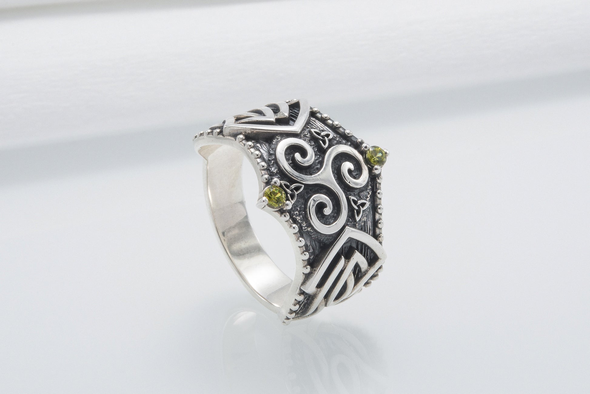 vkngjewelry Ring Handcrafted Triskelion Symbol Norse Ornament Sterling Silver Ring