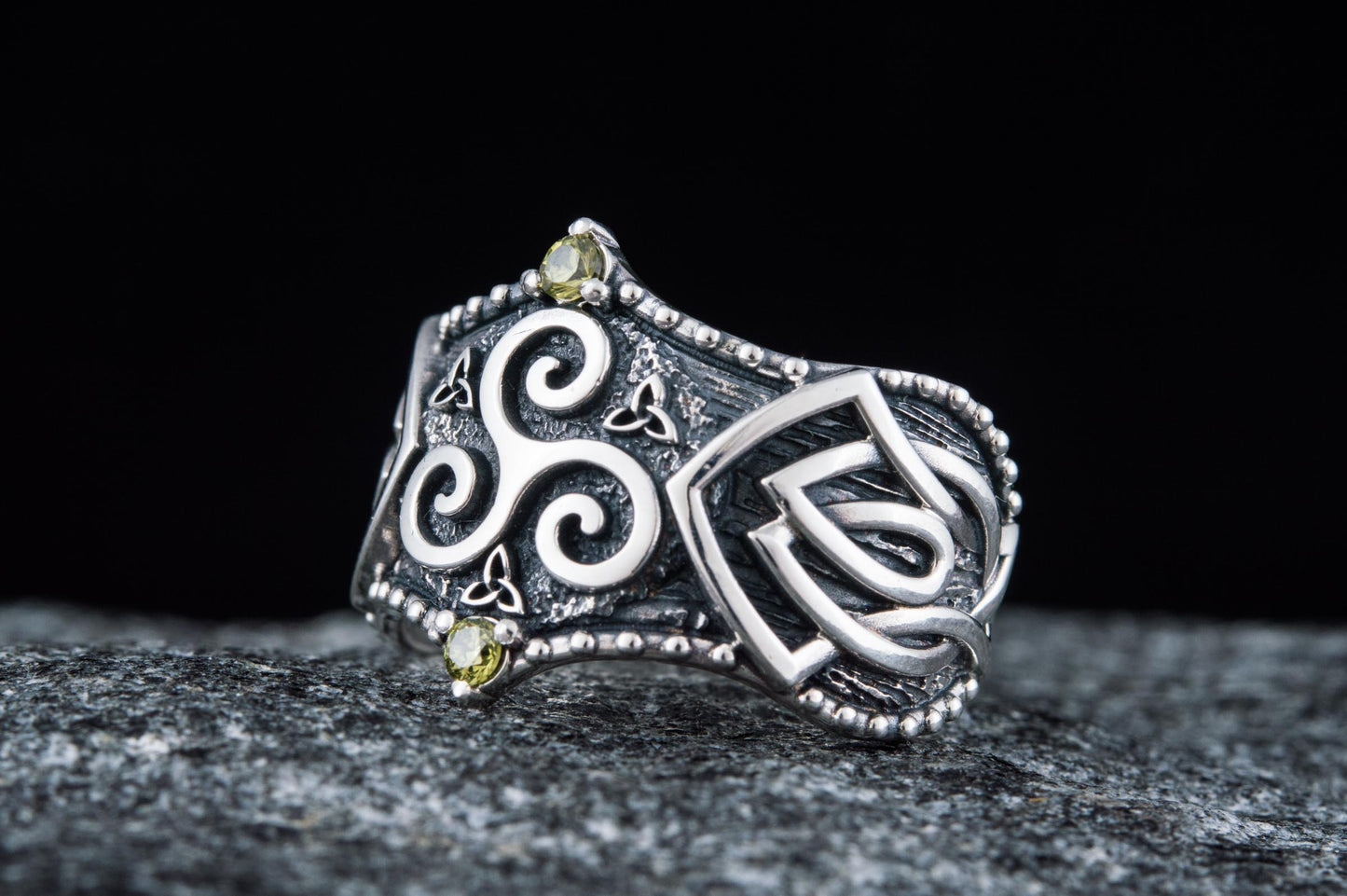 vkngjewelry Ring Handcrafted Triskelion Symbol Norse Ornament Sterling Silver Ring