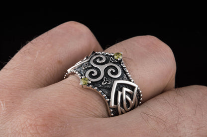 vkngjewelry Ring Handcrafted Triskelion Symbol Norse Ornament Sterling Silver Ring