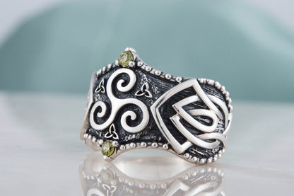 vkngjewelry Ring Handcrafted Triskelion Symbol Norse Ornament Sterling Silver Ring