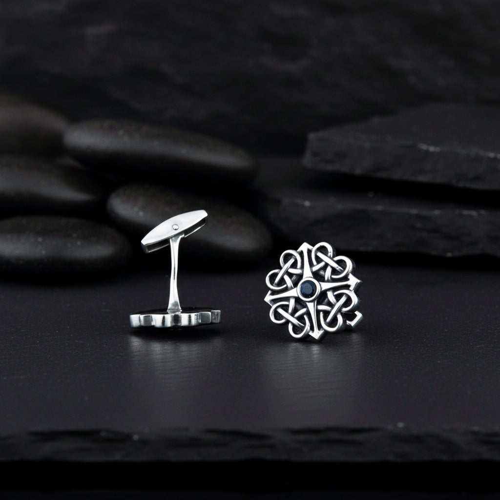 vkngjewelry Cufflinks Handcrafted Unique Cubic Zirconia Sterling Silver Cufflinks
