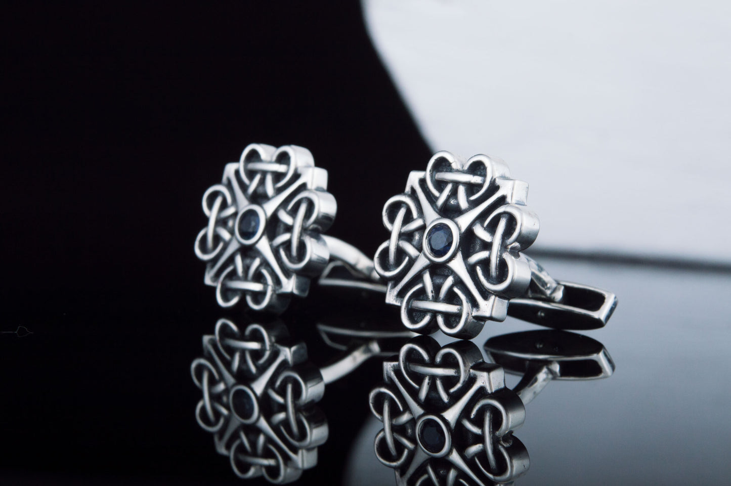 vkngjewelry Cufflinks Handcrafted Unique Cubic Zirconia Sterling Silver Cufflinks