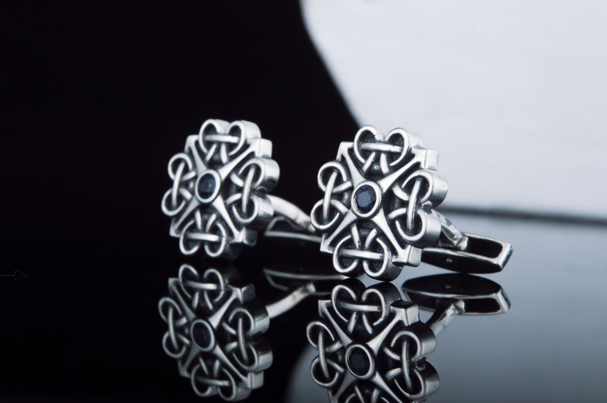 vkngjewelry Cufflinks Handcrafted Unique Cubic Zirconia Sterling Silver Cufflinks