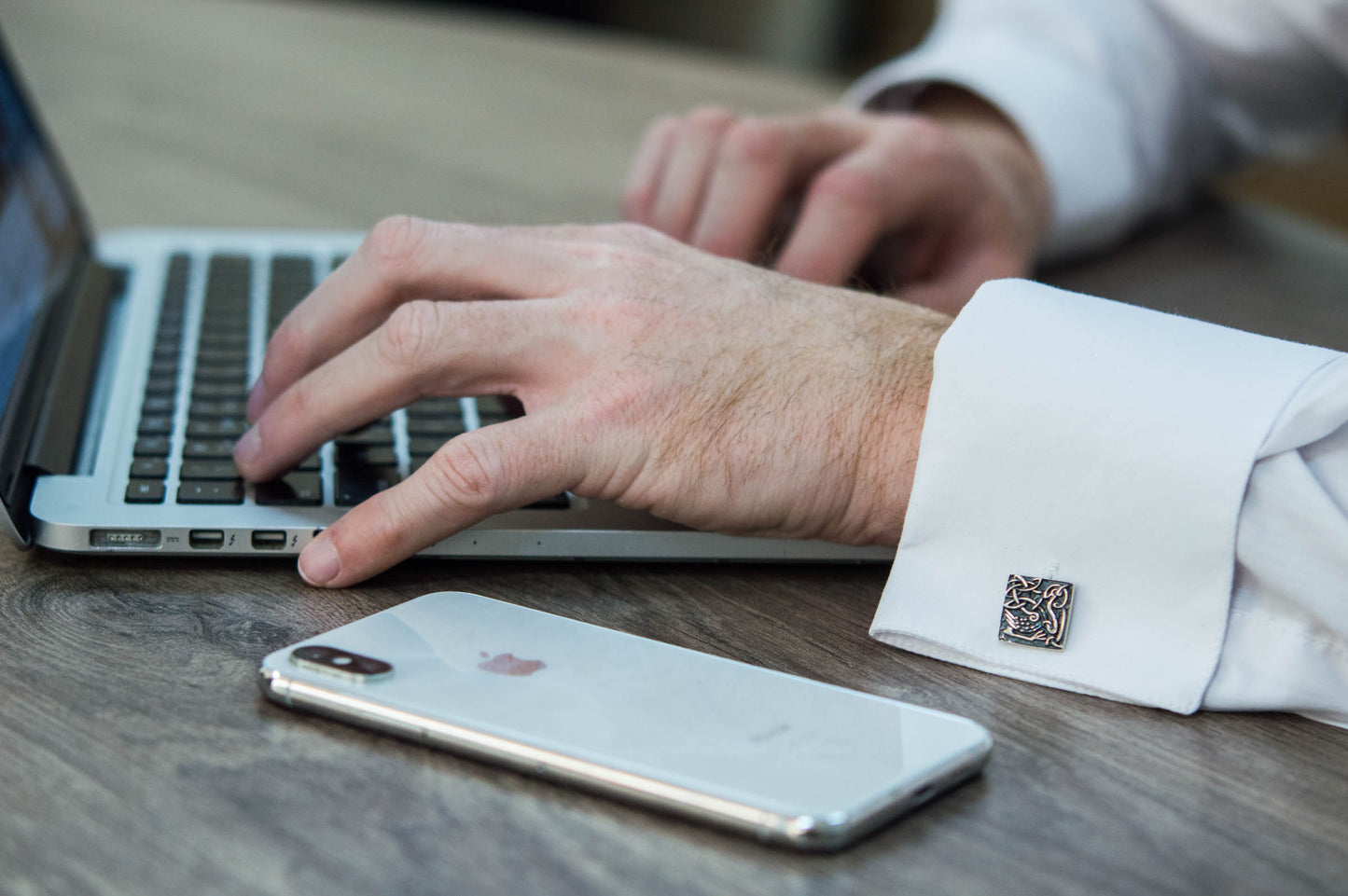 vkngjewelry Cufflinks Handcrafted Unique Norse Ornament Square v4 Sterling Silver Cufflinks