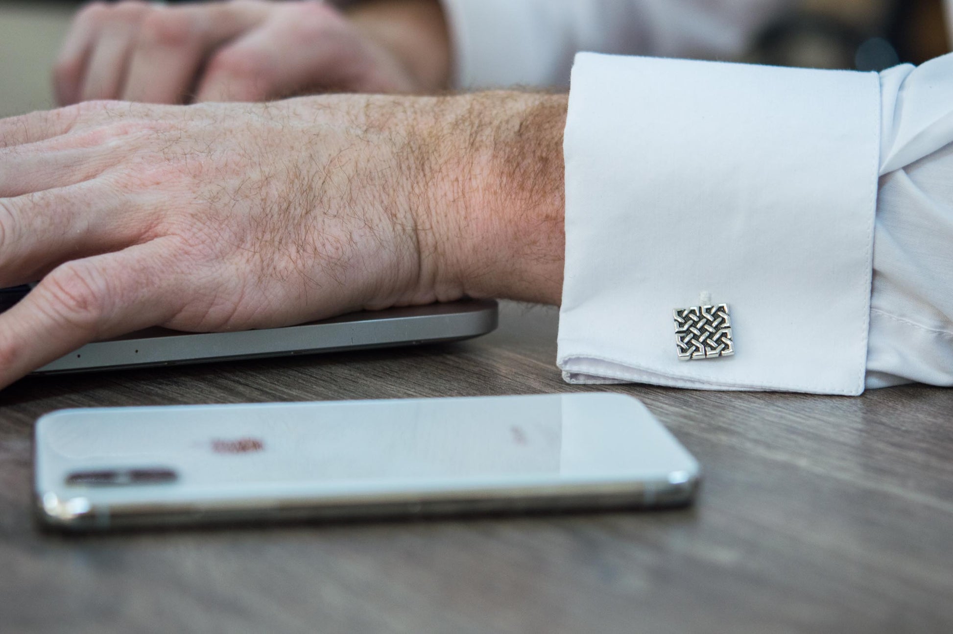 vkngjewelry Cufflinks Handcrafted Unique Ornament Square v1 Sterling Silver Cufflinks