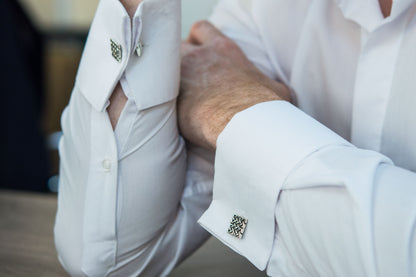 vkngjewelry Cufflinks Handcrafted Unique Ornament Square v1 Sterling Silver Cufflinks