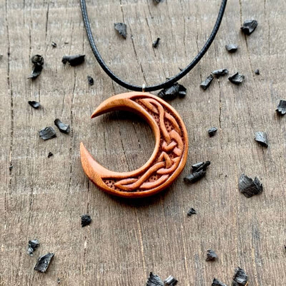 vkngjewelry Pendant Unique Plum Wood Celtic Moon Pendant