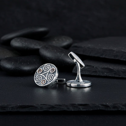 vkngjewelry Cufflinks Unique Triskelion Symbol Silver Sterling Cufflinks