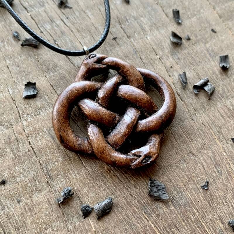 vkngjewelry Pendant Unique Walnut Wood Celtic Knot Uroboro Pendant 3D Version