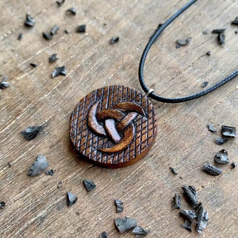 vkngjewelry Pendant Unique Walnut Wood Odin's Horns Style 2