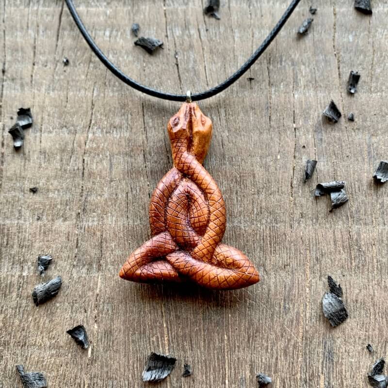 vkngjewelry Pendant Unique Wood Celtic Motherhood Snakes Design Pendant