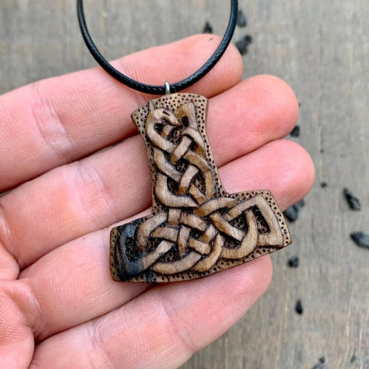 vkngjewelry Pendant Unique Wood Uroboro Mjolnir Pendant