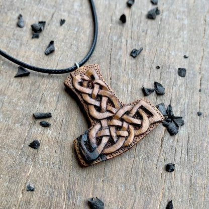 vkngjewelry Pendant Unique Wood Uroboro Mjolnir Pendant