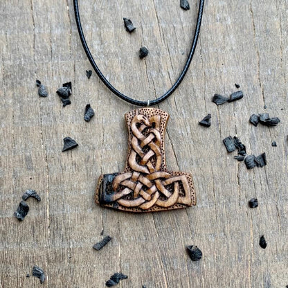 vkngjewelry Pendant Unique Wood Uroboro Mjolnir Pendant