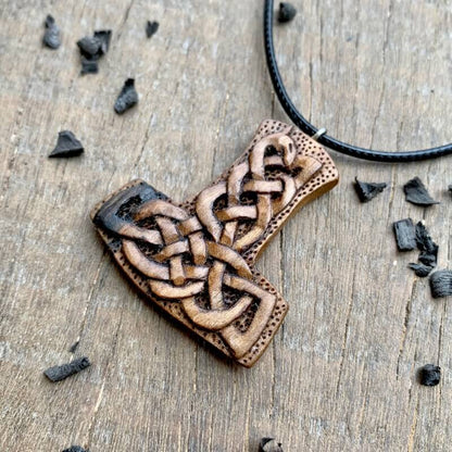 vkngjewelry Pendant Unique Wood Uroboro Mjolnir Pendant