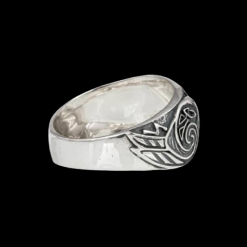 vkngjewelry Bagues Handcrafted Valknut Ancient Ravens Side Sterling Silver Ring