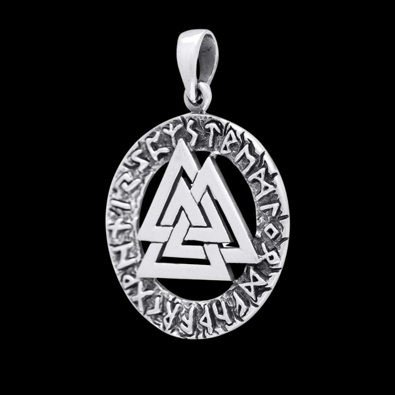 vkngjewelry Pendant Valknut Futhark Circle Sterling Silver